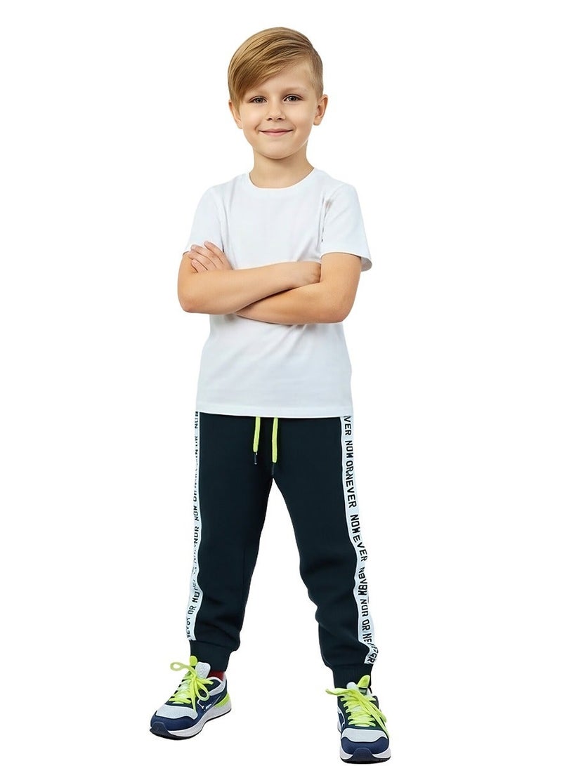 ويني بي سراويل ترينكا للطفل منisex 2-6 سنوات | سراويل بليزر بخط جانب أسود | سراويل رياضية للطفل الصغير بحزام مصطنع وأطراف مرنة باللون الأصفر الزاهي - Image 2